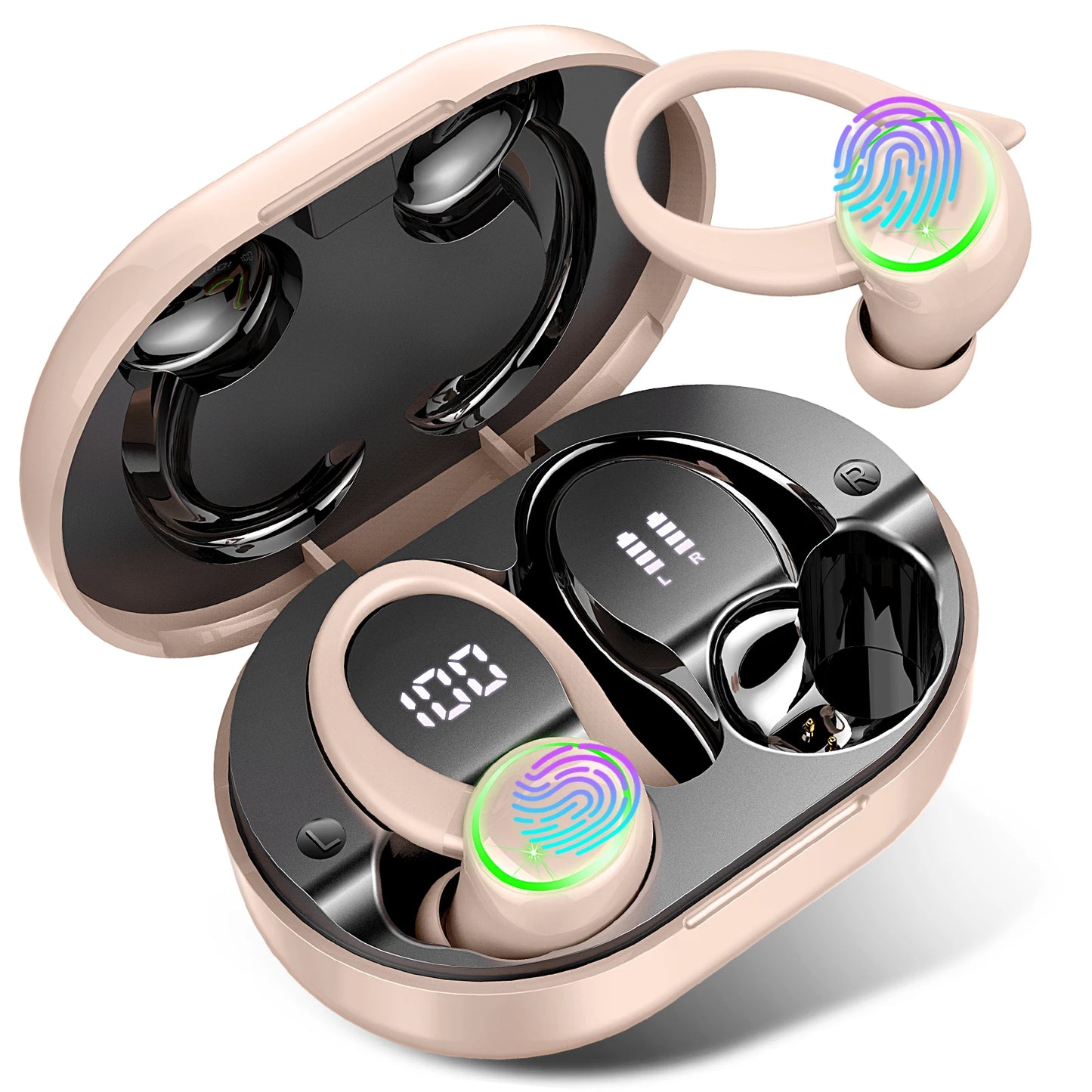 Kabellose In-Ear Kopfhörer Sport, Bluetooth Kopfhörer 5.3, 4 ENC Geräuschunterdrückende Mikrofone, IP7 Wasserdichtes Headset, 48 Stunden Wiedergabezeit.