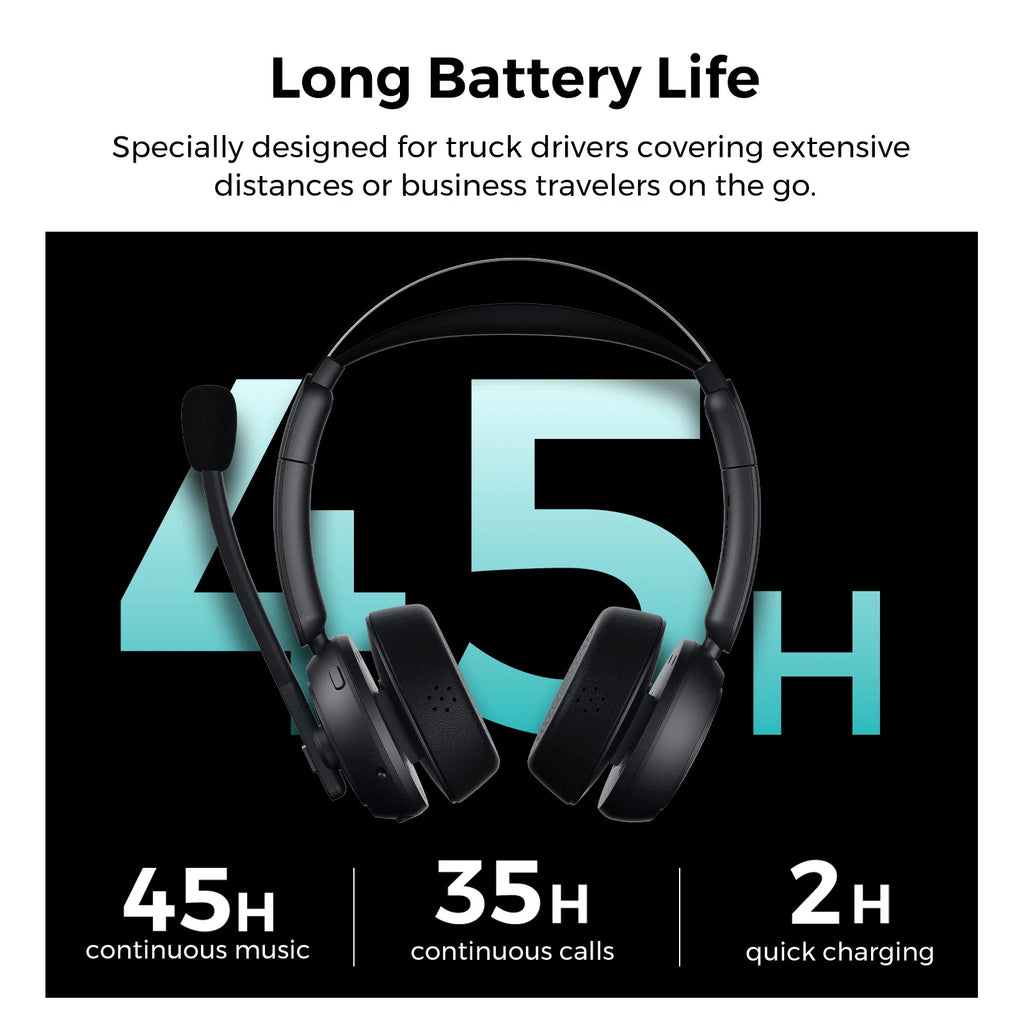Nuroum Bluetooth 5.3 Wireless Headset with Noise Cancelling Microphone for Work Office Call Center, Mute Button Multi-Point Over Ear Headphones Handsfree Earphone for PC Laptop Computer Teams Zoom Meeting Remote Work Business