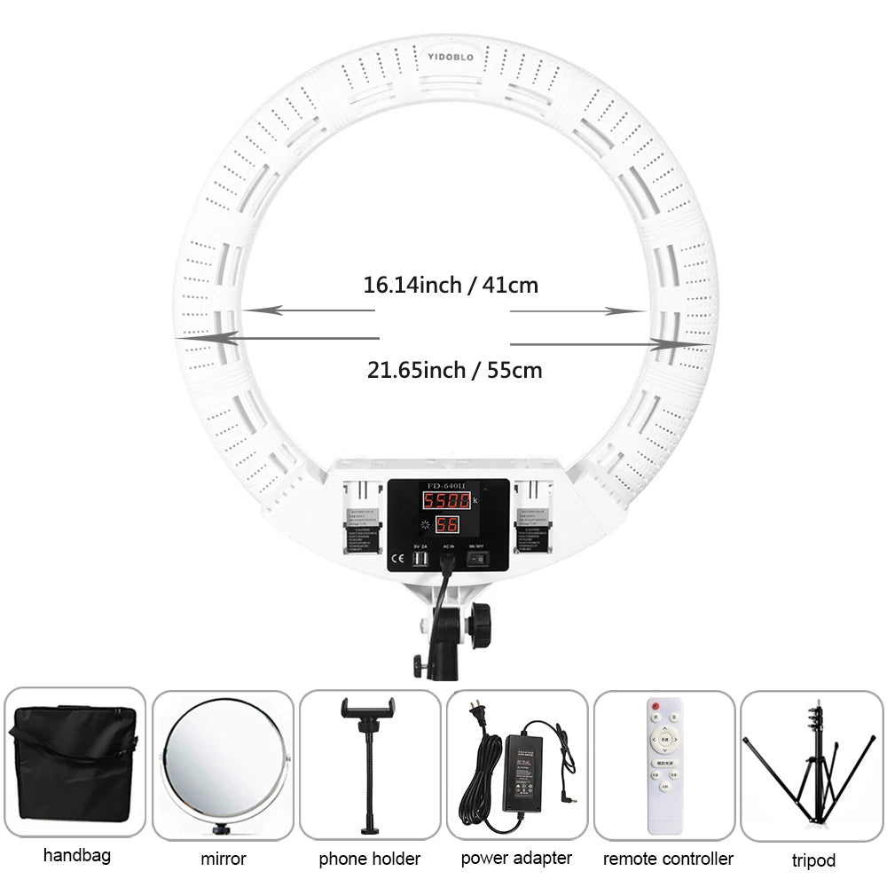 100W 22" Ring lamp 55cm Remote Control Ring Light Kit Super Bright LED Ring Lamp For Makeup Beauty Nail handbag & Tripod FD640