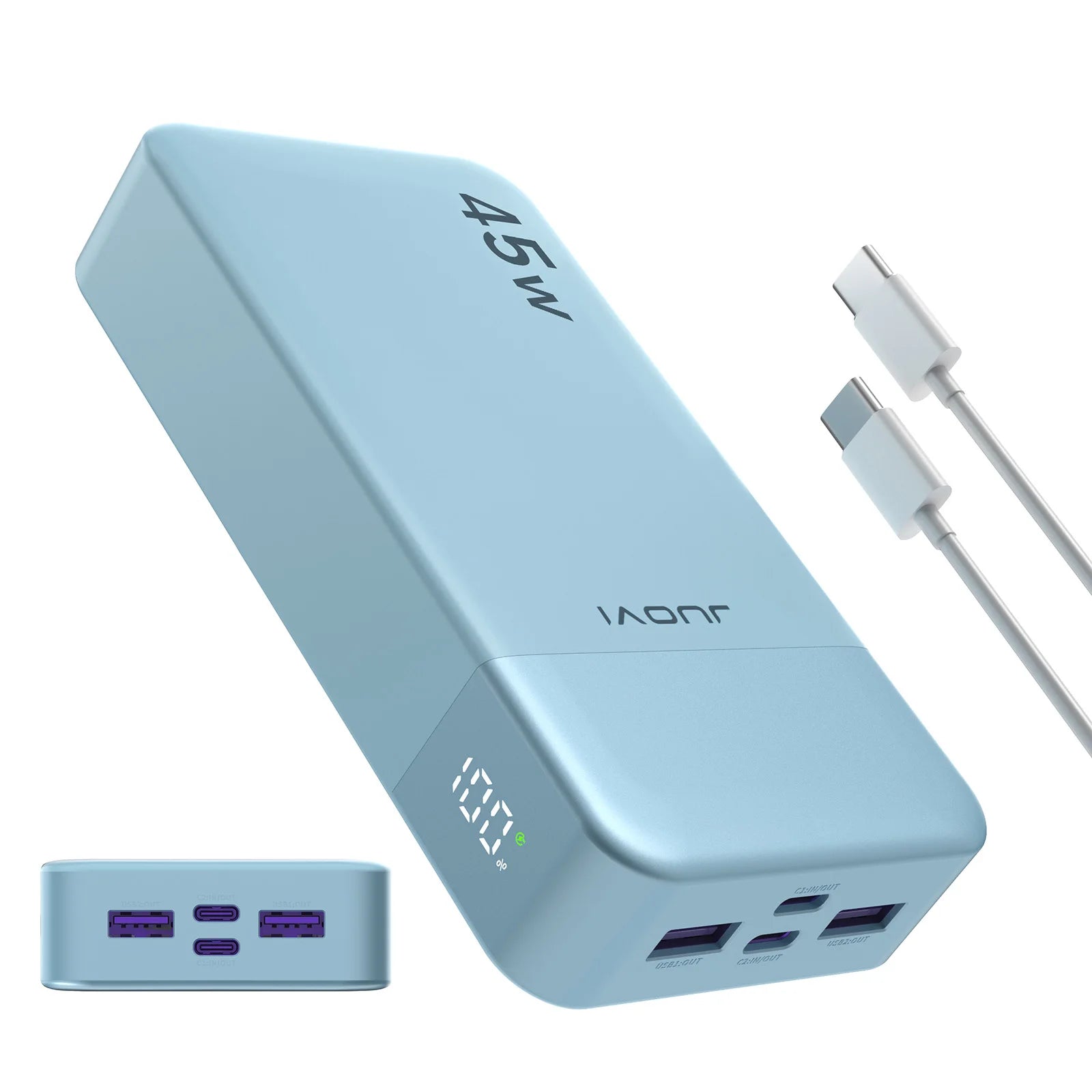 JUOVI Fast Charging Power Bank, 20000mAh 45W Portable Charger, Super Fast Charging with LED Display Portable Phone charger