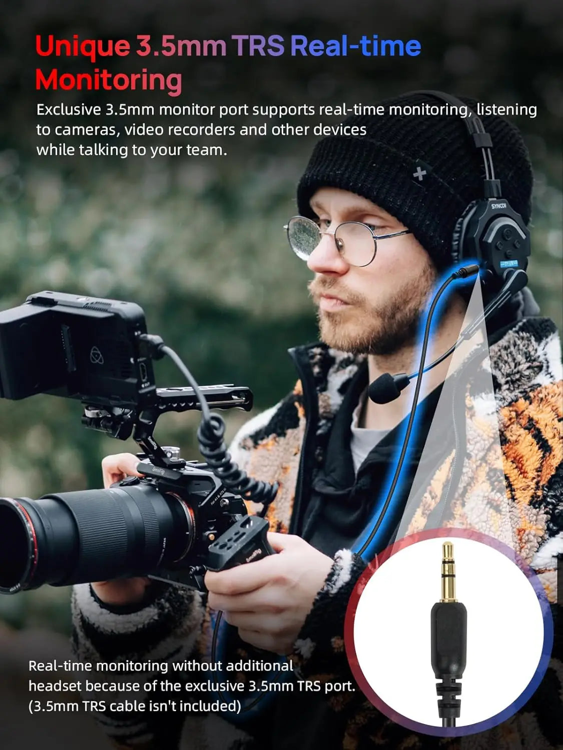 SYNCO XTALK X2 X5 2.4G Kabelloses Intercom-Headset-System 2 Personen 350M 1148FT 24H Betriebszeit Geräuschunterdrückung für Videoaufnahmen