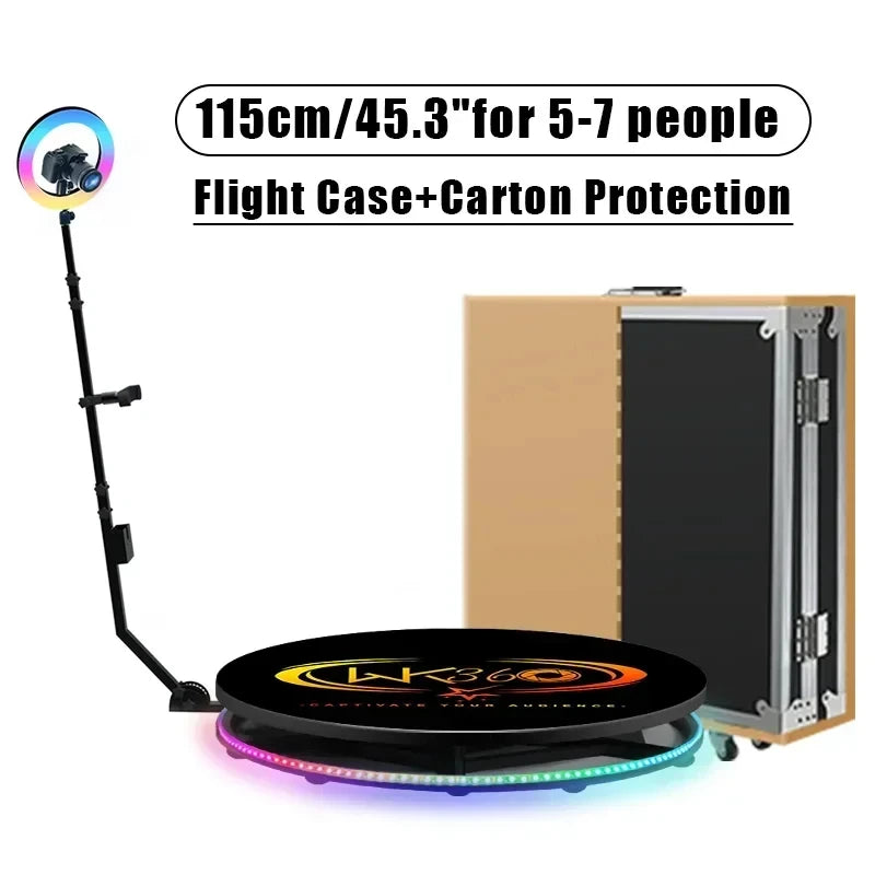 MWE 360 Photo Booth Machine for Parties with Extra Battery Logo Customization Software APP Remote Automatic 360 Spin Camera