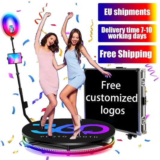 360-Grad-Fotoautomatenmaschine mit Flightcase & Akkupack | Zeitlupen-Kamera-Booth für Partys | Deluxe-Anzug mit individuellen Optionen