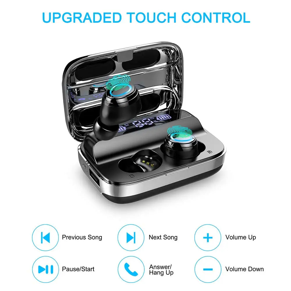 Auriculares inalámbricos Bluetooth 5.3, audífonos deportivos impermeables IPX7 con graves estéreo, micrófono con cancelación de ruido intrauditivo, 140 horas de reproducción.