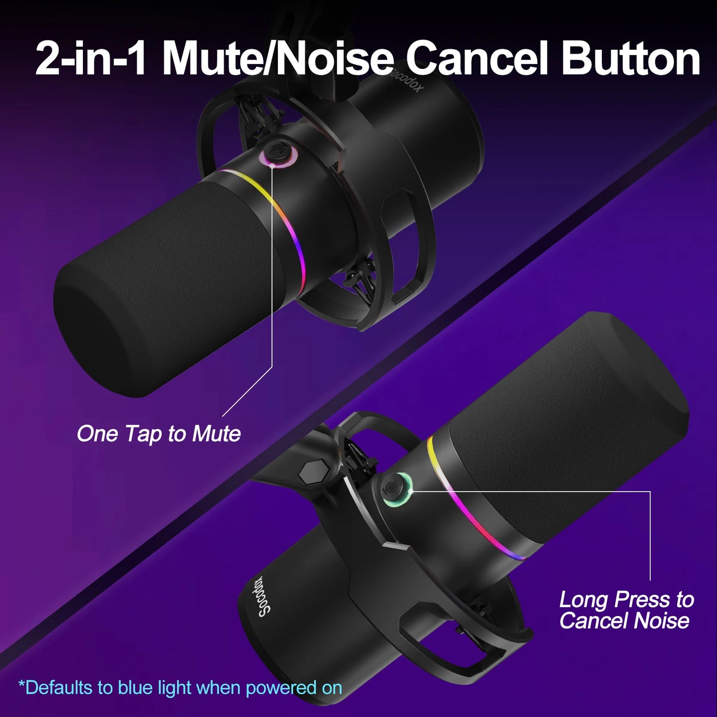 Kit de micrófono dinámico XLR/USB, micrófono de PC para streaming, podcasting, gaming, RGB, función de silencio y cancelación de ruido, volumen