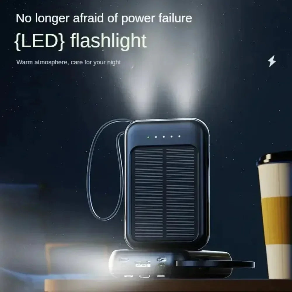 Cargador de Teléfono de Gran Capacidad de Carga Rápida con 3 Cables Incorporados Power Bank para Exteriores Mini Powerbank Celdas Solares Externas 10000mAh