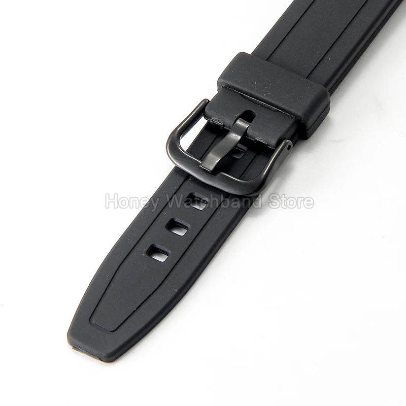 For Casio W-800H F-91W/84/94 Eco Friendly Recycled Resin Watch Strap Black 18mm Convex Fastener Hypoallergenic Quick Release