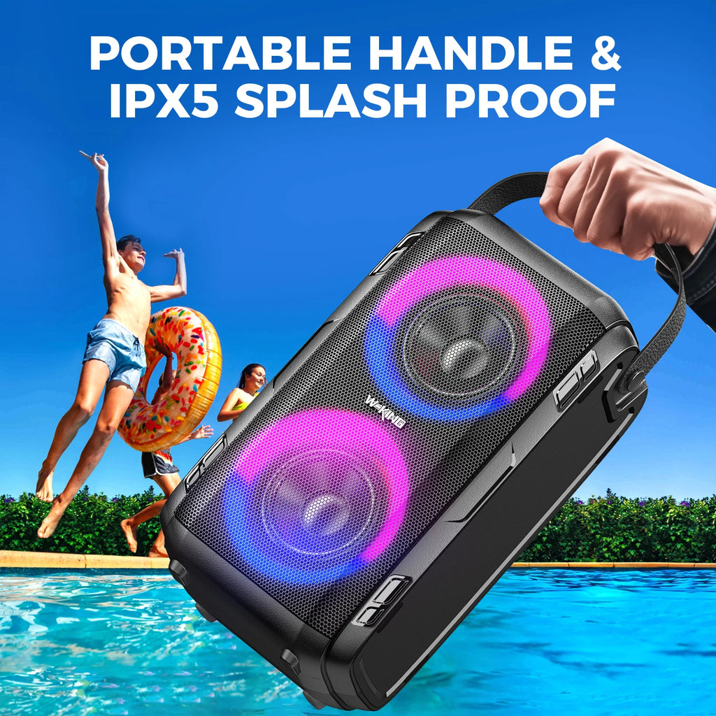 W-KING 180W Peak Party Large Bluetooth Speaker Bigest Boom Box Portable Wireless Removable Battery With Subwoofer USB Playback
