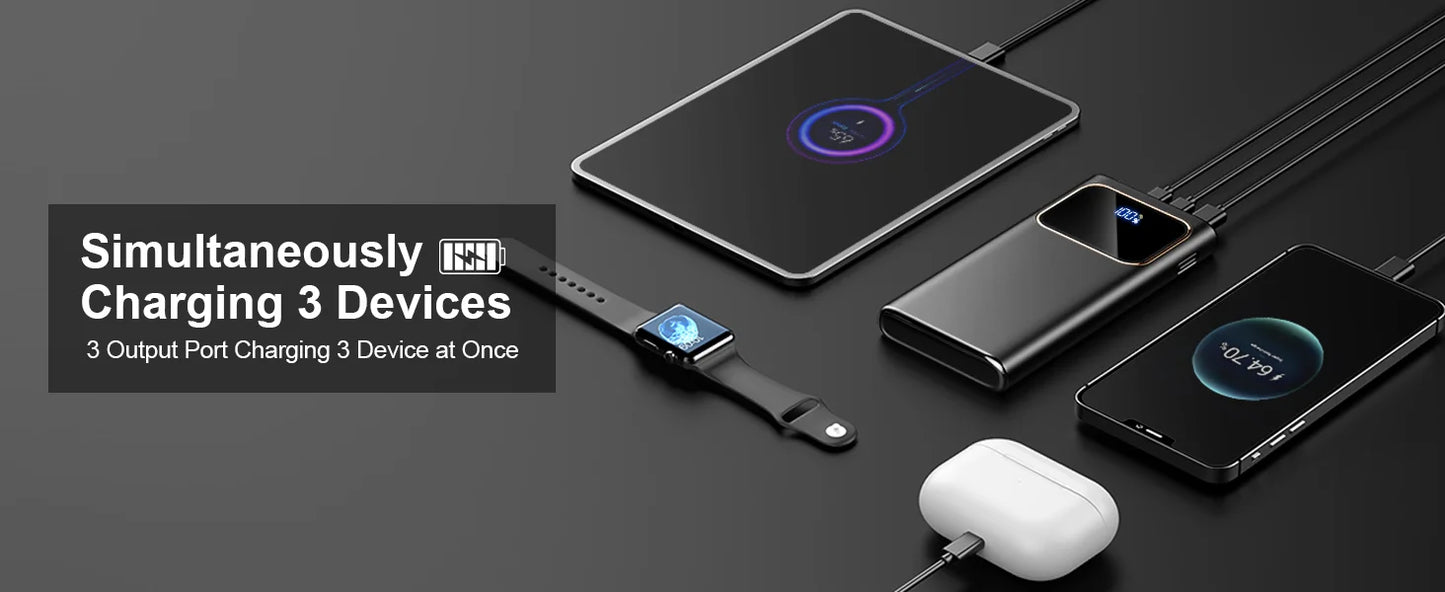 DY201 22.5W Fast Charge Power Bank 10000mAh | USB-C 3 Ports + 8-Layer Protection | LED Display Universal Compatibility.