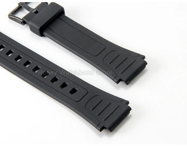 For Casio W-800H F-91W/84/94 Eco Friendly Recycled Resin Watch Strap Black 18mm Convex Fastener Hypoallergenic Quick Release