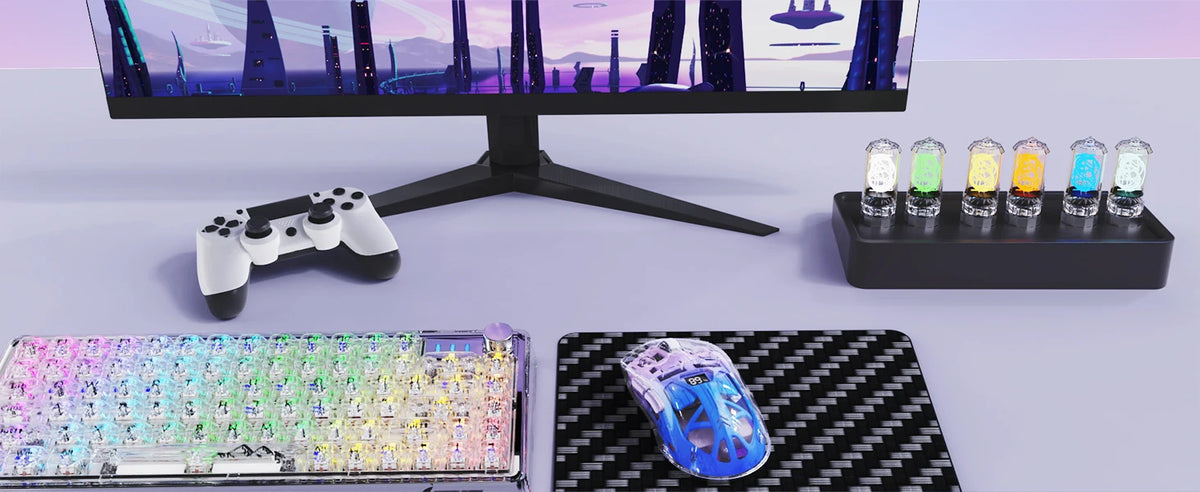 Wireless Gaming Mouse, BT 5.0/2.4G PC Rechargeable RGB Mice with Digital Screen,PixArt 3212, 5 Adjustable DPI