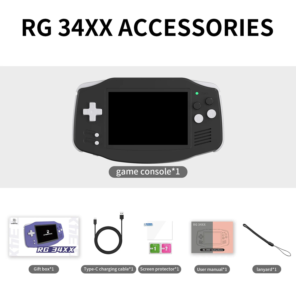ANBERNIC RG34XX 64Bit Retro Handheld Game Player 3.4-inch IPS Screen HD-Support TV Portable Game Console 3500mAh streaming Gift