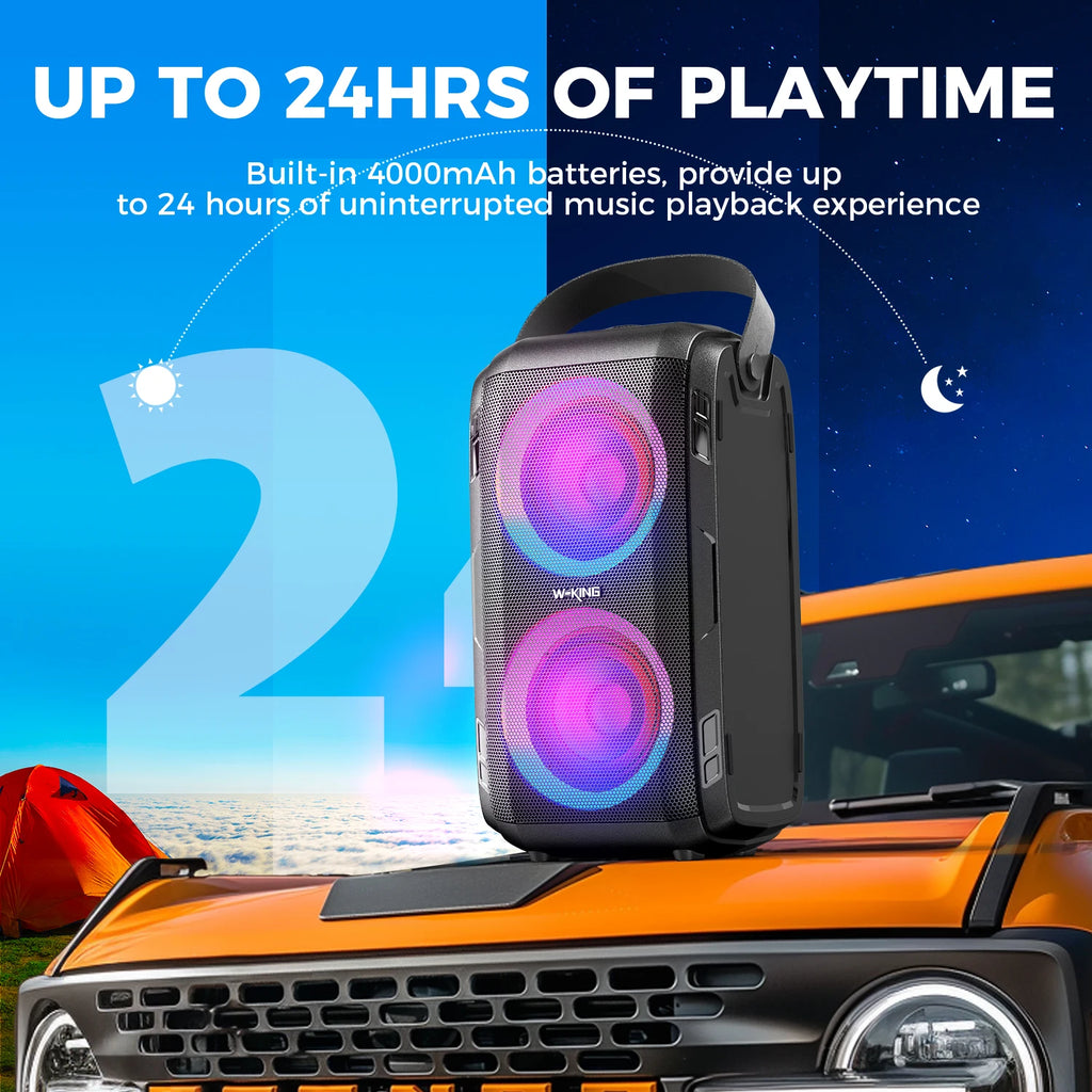 W-KING 180W Peak Party Large Bluetooth Speaker Bigest Boom Box Portable Wireless Removable Battery With Subwoofer USB Playback