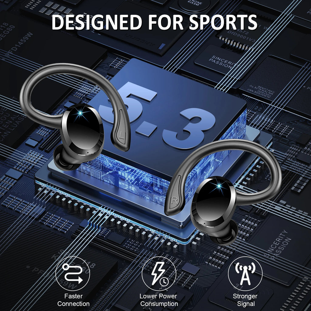 Wireless Earbuds, Bluetooth 5.3 Earbuds Stereo Bass, In-Ear Noise Cancelling Mic, Earphones IP7 Waterproof Sports, 40H Playback.