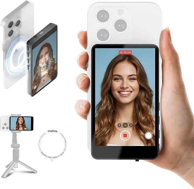 SYNCO XView Mobile Phone Selfie Monitor Magnetic Smartphone Vlog Screen for iPhone & Android Rear Camera Wireless 50m 3H Battery