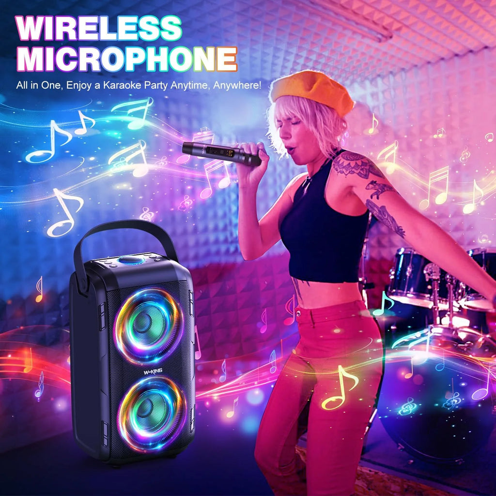 W-KING 180W Peak Party Large Bluetooth Speaker Bigest Boom Box Portable Wireless Removable Battery With Subwoofer USB Playback