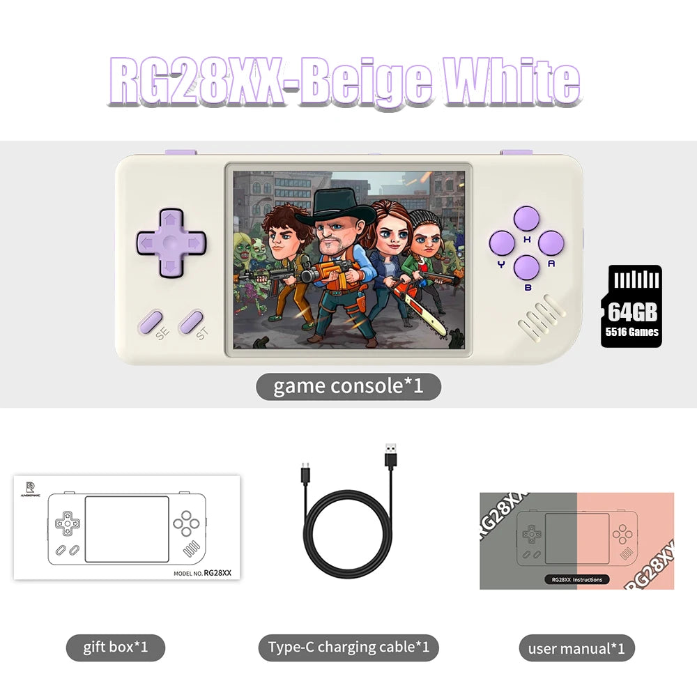 ANBERNIC RG28XX Handheld Game Console 2.83" Screen IPS Screen 64G Linux 5000+ Games Pre-installed H700 Quad-core ARM Cortex-A53
