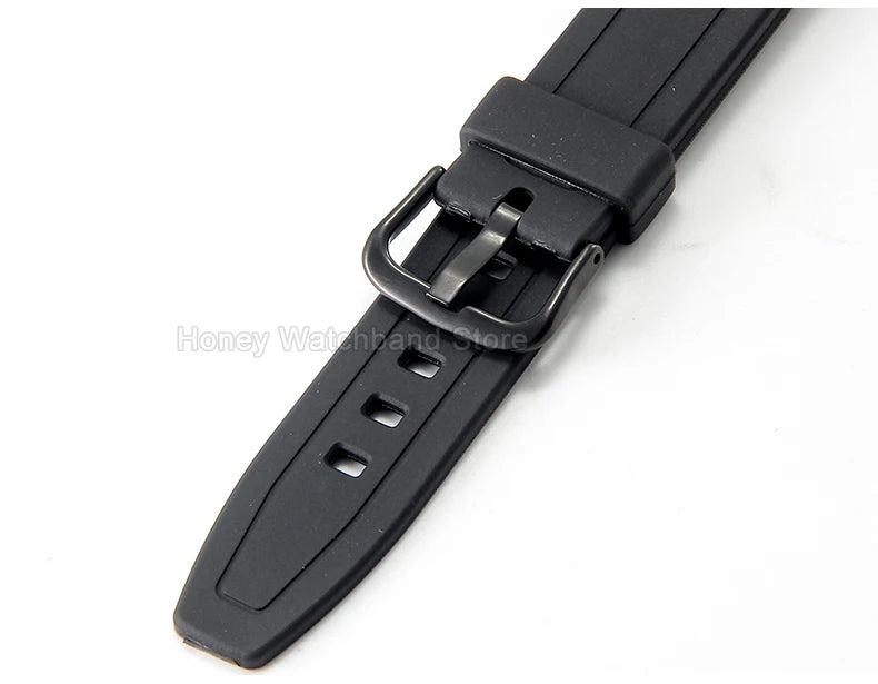 For Casio W-800H F-91W/84/94 Eco Friendly Recycled Resin Watch Strap Black 18mm Convex Fastener Hypoallergenic Quick Release