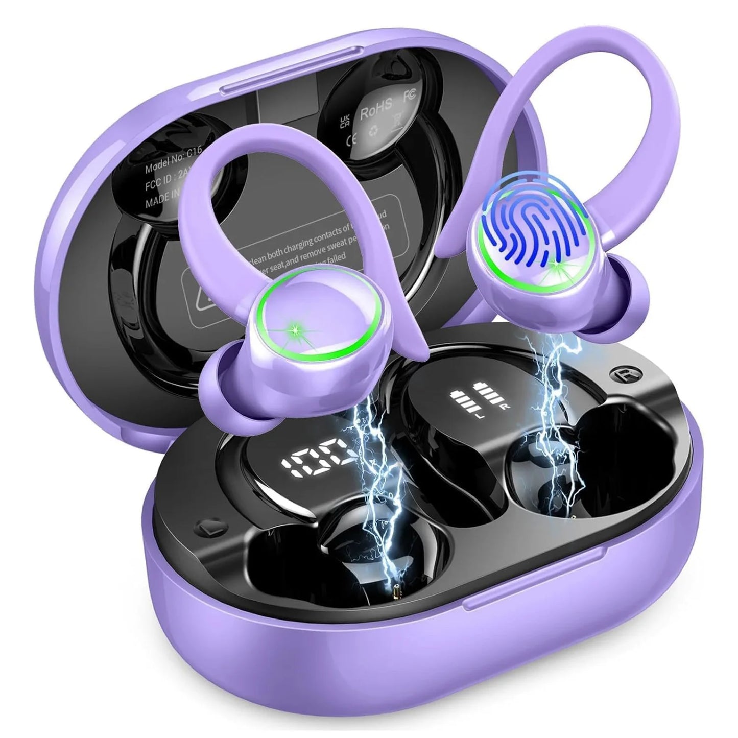 Kabellose In-Ear Kopfhörer Sport, Bluetooth Kopfhörer 5.3, 4 ENC Geräuschunterdrückende Mikrofone, IP7 Wasserdichtes Headset, 48 Stunden Wiedergabezeit.