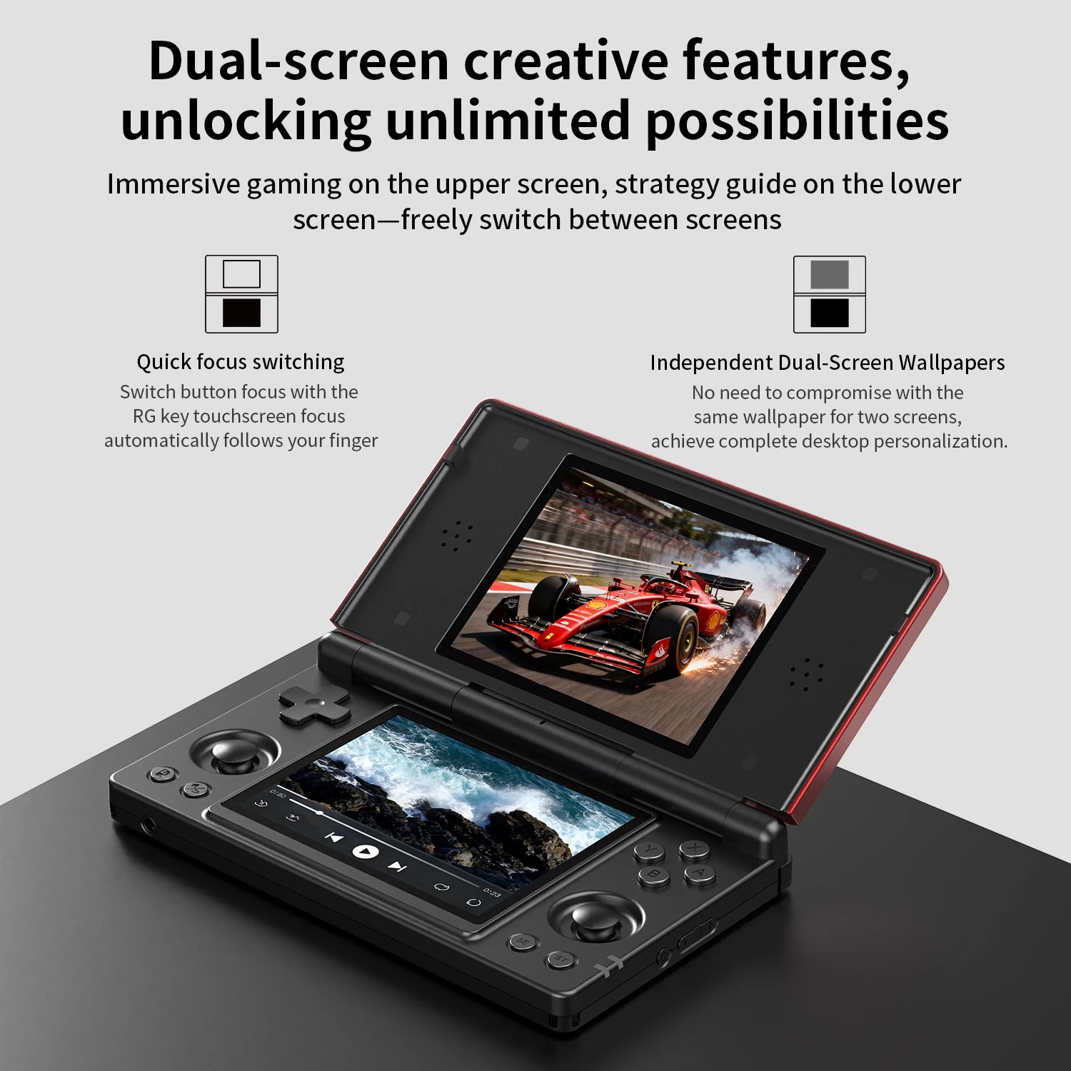 ANBERNIC RG DS Dual-screen Flip Handheld Game Console Video Games Player 4IPS Multi-touch Screen RK3568 Android14 PSP PS2 Game