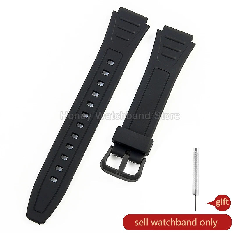 For Casio W-800H F-91W/84/94 Eco Friendly Recycled Resin Watch Strap Black 18mm Convex Fastener Hypoallergenic Quick Release