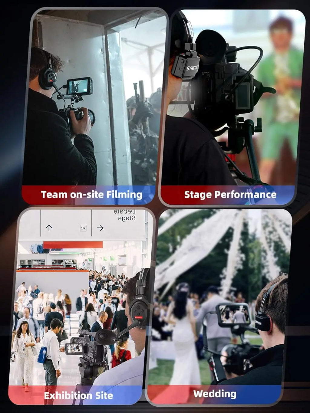 SYNCO XTALK X2 X5 2.4G Wireless Intercom Headset System 2-Person 350M 1148FT 24H Working Time Noise Reduction for Video Shooting