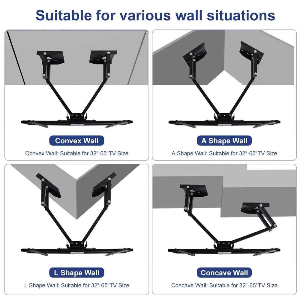 Corner TV Bracket Tilt and Swivel TV Wall Bracket Articulating Arm Full Motion TV Mount for 32-65 inch LCD Wall-mounted TV Stand