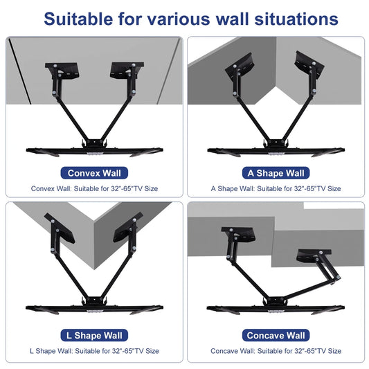 Corner TV Bracket Tilt and Swivel TV Wall Bracket Articulating Arm Full Motion TV Mount for 32-65 inch LCD Wall-mounted TV Stand