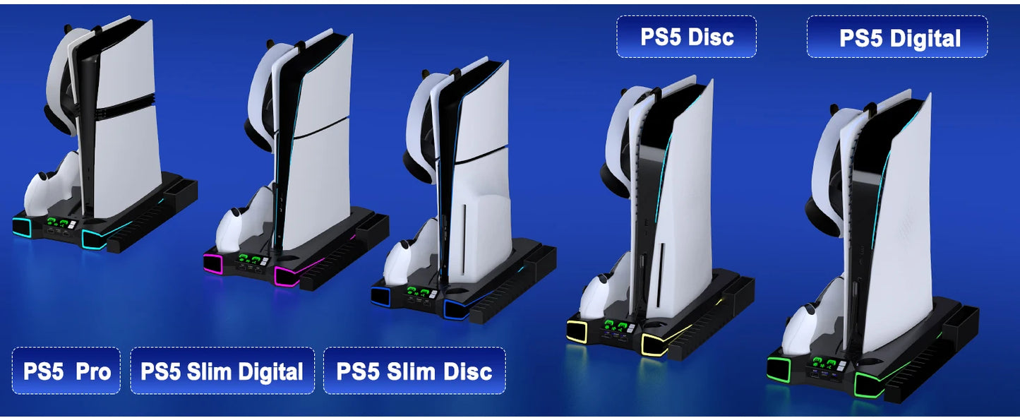 BEBONCOOL S7001 Vertical Stand For NEW PlayStation 5 Slim/PlayStation 5 Cooling Station Notebook-Grade Cooler PS5 Charger