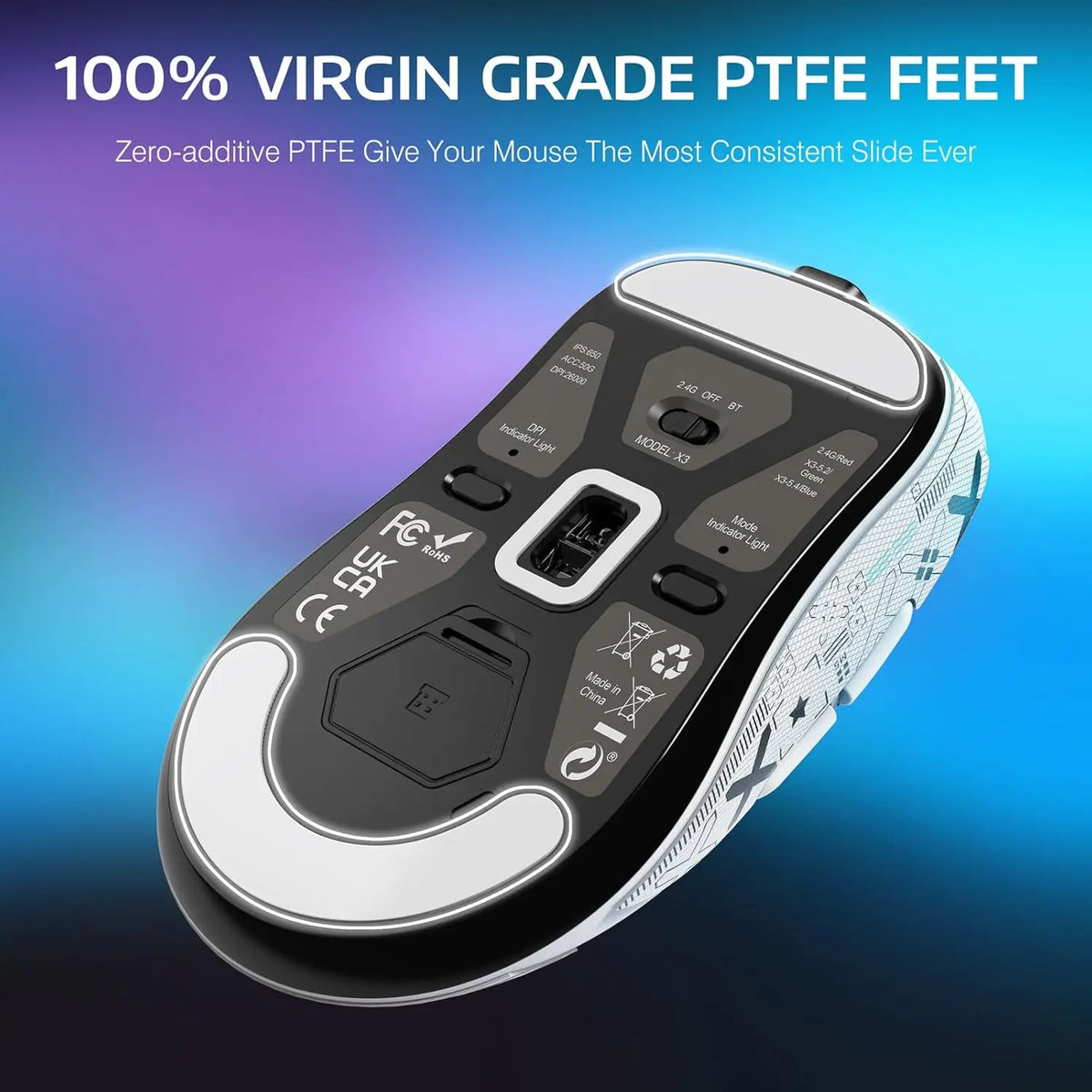 Wireless Gaming Mouse, 49g Tri-Mode,PAW3395 26K DPI Sensor, 200h Battery Life,5 Programmable Buttons