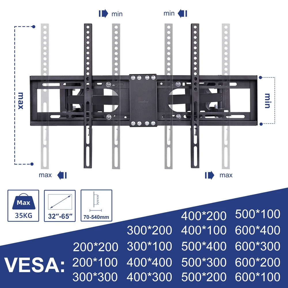 Corner TV Bracket Tilt and Swivel TV Wall Bracket Articulating Arm Full Motion TV Mount for 32-65 inch LCD Wall-mounted TV Stand