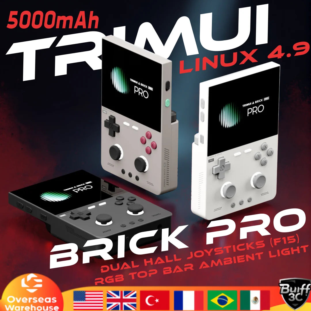 TRIMUI BRICK PRO Handheld-Spielekonsole 3.95'' IPS-Bildschirm RGB-Toplicht Dual-Hall-Joysticks A133P Linux 4.9 System 5000mAhGeschenke