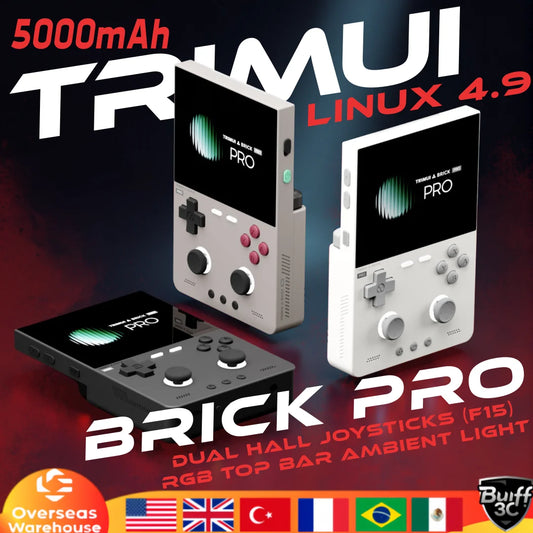 TRIMUI BRICK PRO Handheld Game Console 3.95'' IPS Screen RGB Top Light Dual Hall Joysticks  A133P Linux 4.9 System 5000mAhGifts
