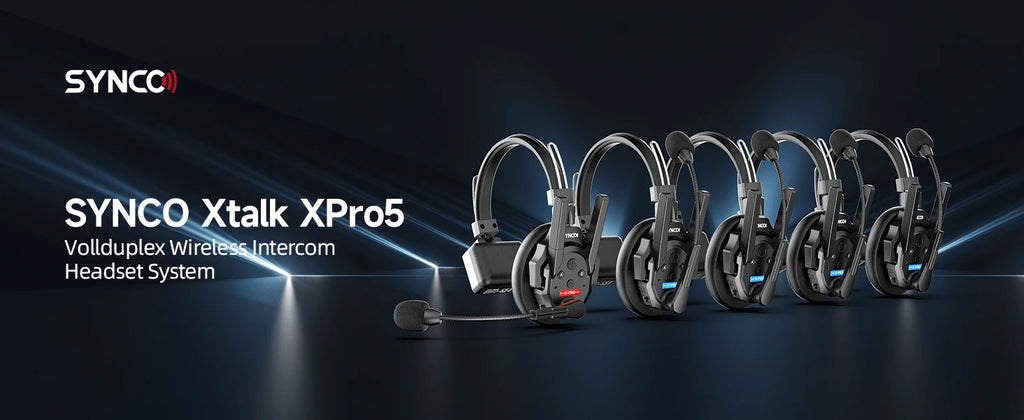 SYNCO XTALK XPRO5 Wireless Intercom Headset 2.4GHz Full Duplex 24H Battery Life 500M Range Real-time Team Communication