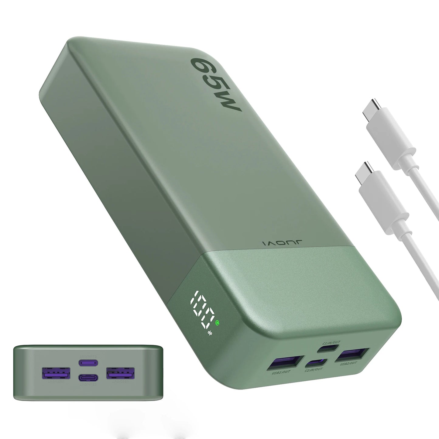 JUOVI Power Bank 65W 20000mAh Laptop Portable Charger, PD QC Fast Charging External Battery Pack for MacBook iPad Tablet iPhone