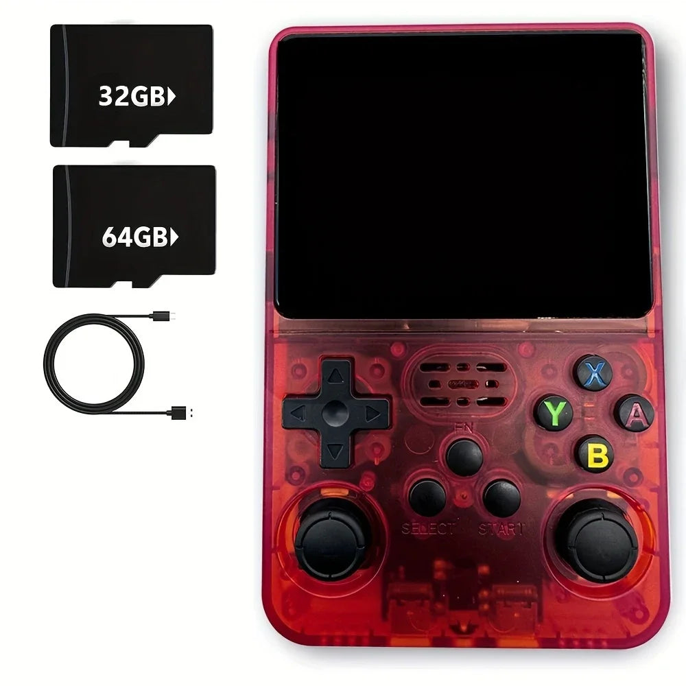 R36S Retro Video Handheld Device, Linux System, 3.5-inch IPS Screen, Built in 3000mAH Battery, Rechargeable Portable, 32G+64G TF