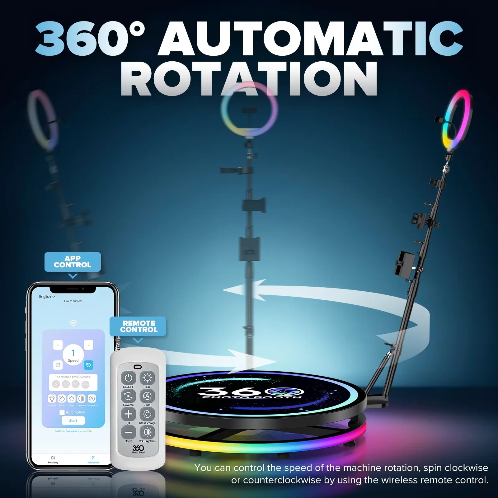 360 Photo Booth Machine w/ Flight Case & Battery Pack | Slow-Mo Camera Booth for Parties | Deluxe Suit Custom Options