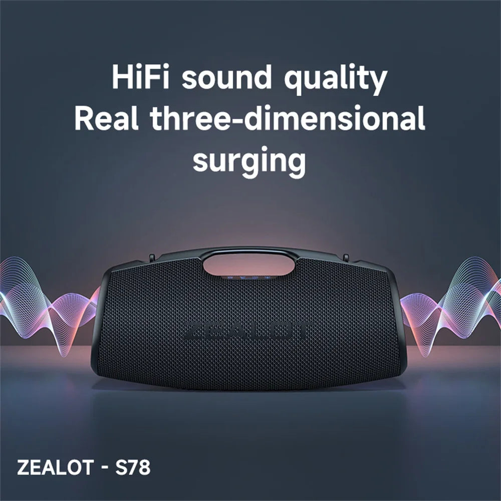 ZEALOT-S78 120W Portable Bluetooth Speaker Outdoor Party Speaker Big Loud Speaker Excellent Bass Performace Hifi speaker