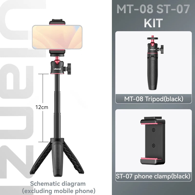 Ulanzi MT-08 Mini Tripod White Color Foldable Tripod Monopod  Mount 1/4'' Tripod Universal for DSLR Android iPhone Smartphone