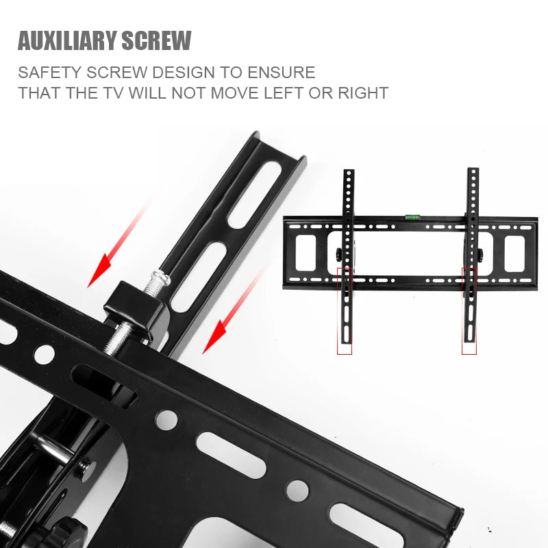 LED LCD TV Wall Mount Bracket Tilt Adjustable Strengthen TV Support 32-65inch Full Motion Wall Mount TVs Swivel Tilt Horizontal