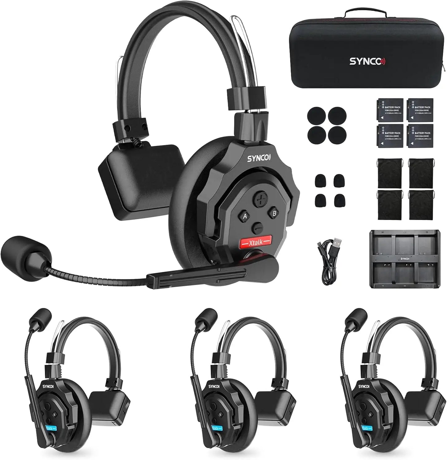 SYNCO XTALK X2 X5 2.4G Kabelloses Intercom-Headset-System 2 Personen 350M 1148FT 24H Betriebszeit Geräuschunterdrückung für Videoaufnahmen