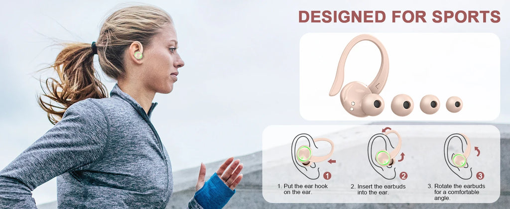 Wireless Earbuds Sports, Bluetooth Headphones 5.3,4 ENC Noise Cancelling Mic, IP7 Waterproof Headset, 48H Playback.
