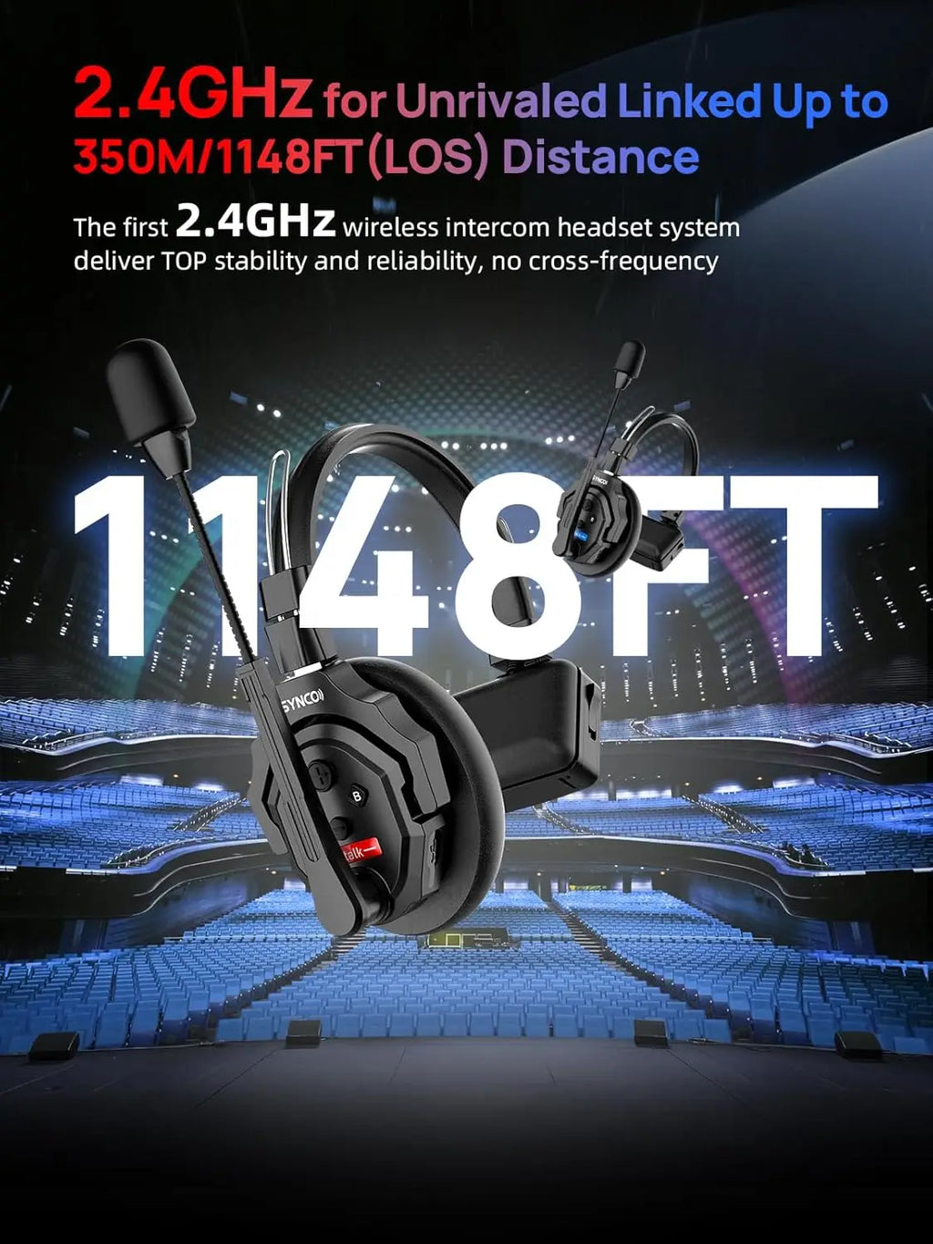 SYNCO XTALK X2 X5 2.4G Wireless Intercom Headset System 2-Person 350M 1148FT 24H Working Time Noise Reduction for Video Shooting