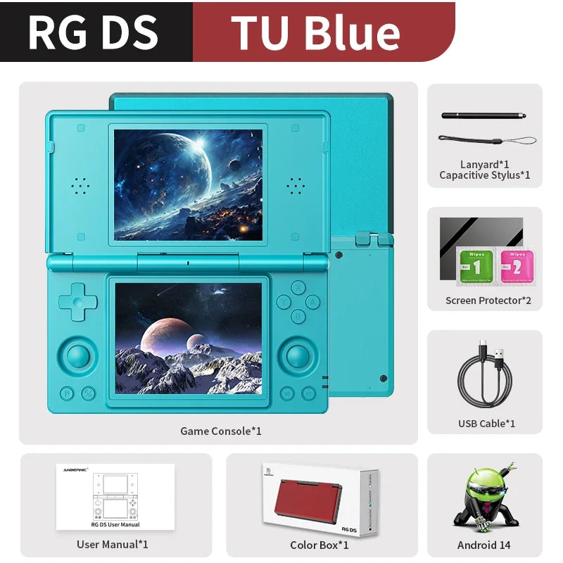 ANBERNIC RG DS Dual-screen Flip Handheld Game Console Video Games Player 4IPS Multi-touch Screen RK3568 Android14 PSP PS2 Game