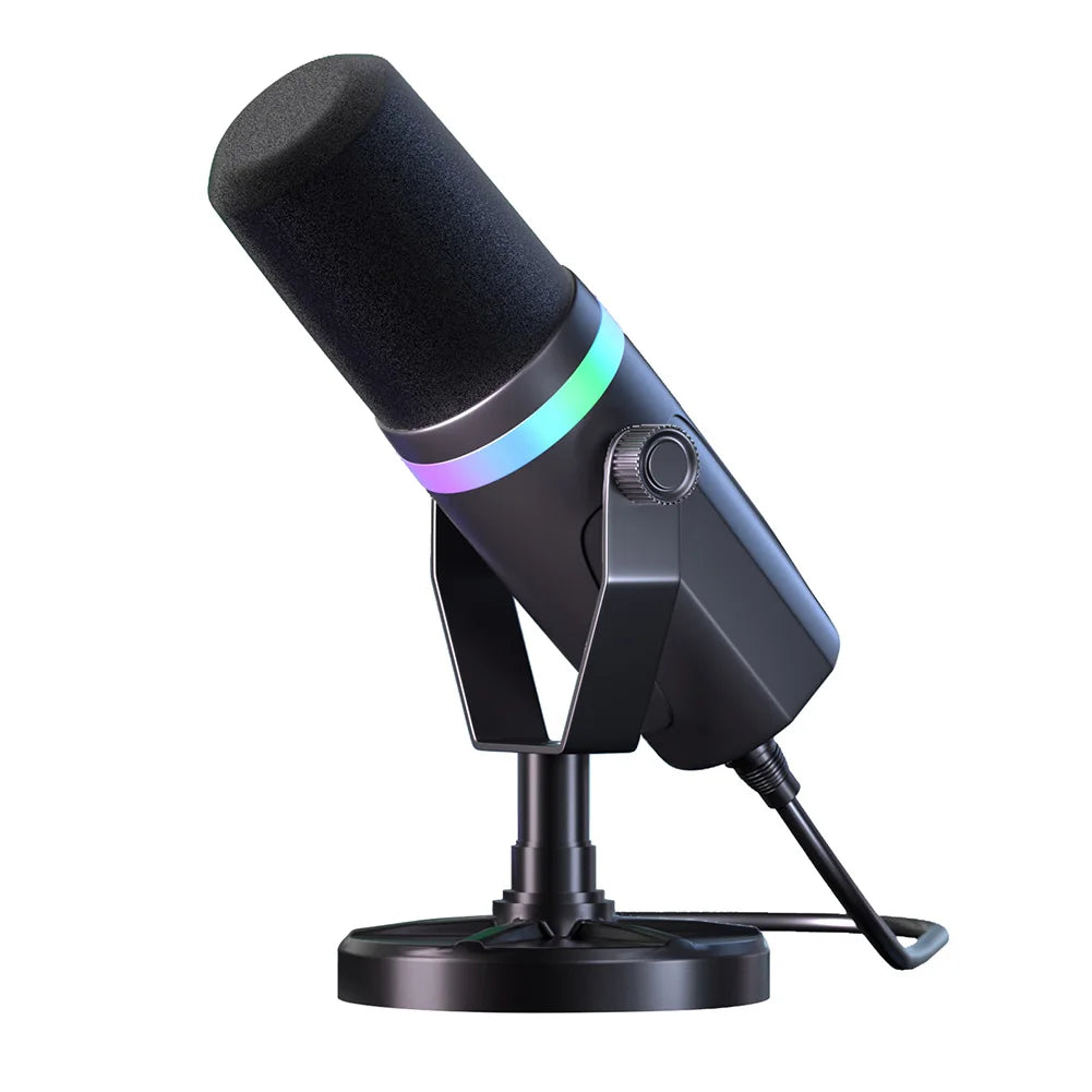 USB XLR Dynamic Gaming Microphone RGB Dynamic Computer Microphone PC Computer Gaming Mic for Streaming Recording