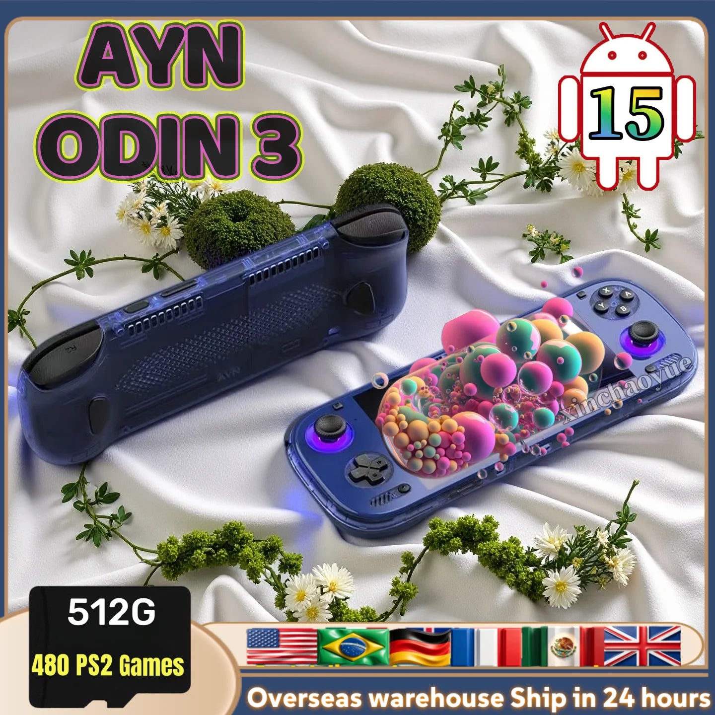 AYN Odin 3 Game Console 6'' 1080P 120Hz AMOLED Screen Handheld With 8000mAh Hall-Effect Joystick Handheld Game Console PSP PS2