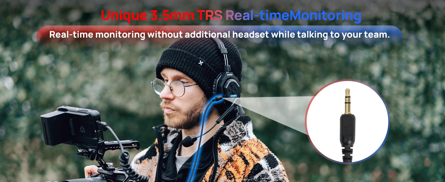 SYNCO XTALK X2 X5 2.4G Wireless Intercom Headset System 2-Person 350M 1148FT 24H Working Time Noise Reduction for Video Shooting