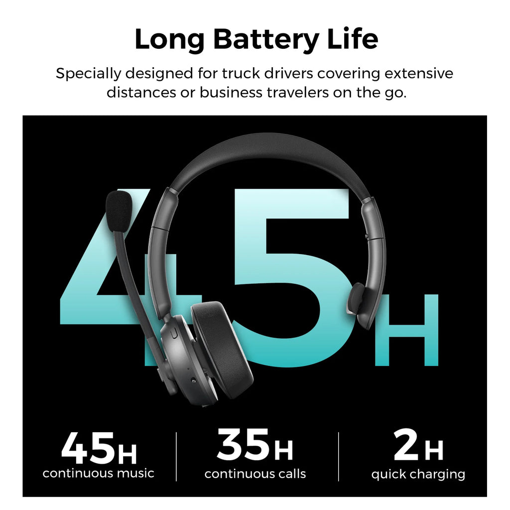 Nuroum Bluetooth 5.3 Wireless Headset with Noise Cancelling Microphone for Work Office Call Center, Mute Button Multi-Point Over Ear Headphones Handsfree Earphone for PC Laptop Computer Teams Zoom Meeting Remote Work Business