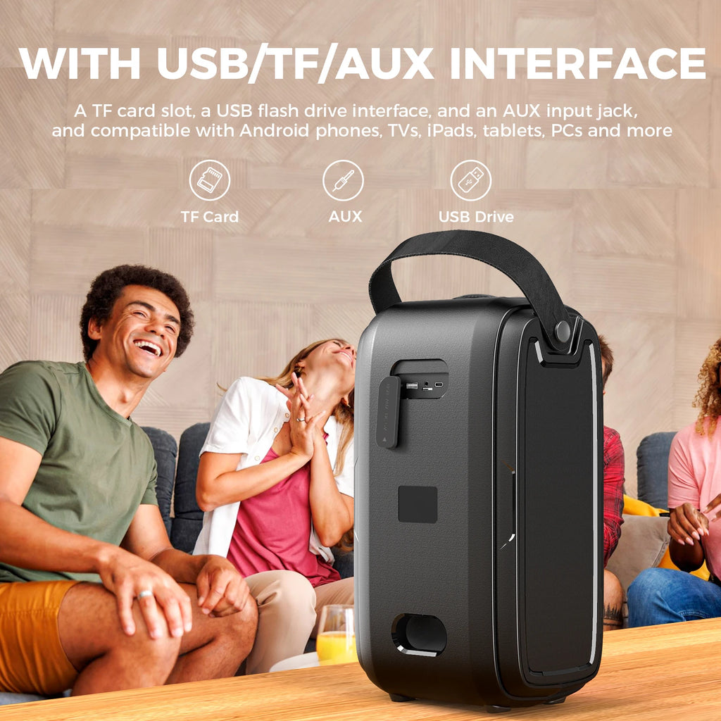 W-KING 180W Peak Party Large Bluetooth Speaker Bigest Boom Box Portable Wireless Removable Battery With Subwoofer USB Playback