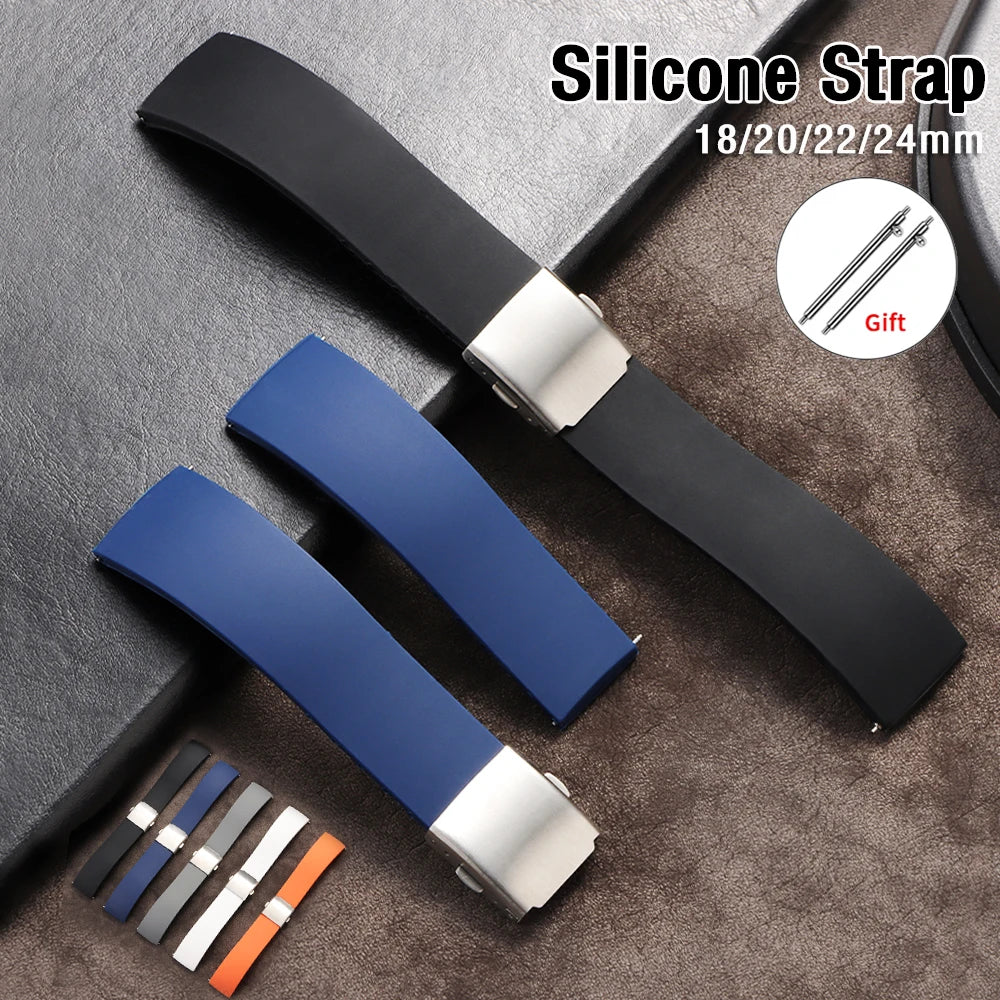 New Silicone Watch Strap 18mm 20mm 22mm 24mm for Seiko for Omega Universal Bracelet Quick Release Waterproof Rubber Wrist Band